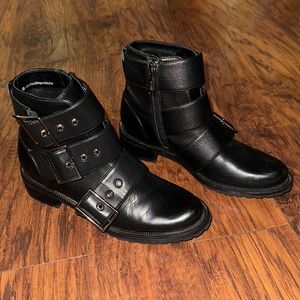 Blondo “Camila” waterproof buckled combat boots